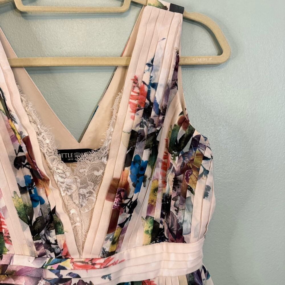 Little Mistress Maxi Dress 6 Light Pink Floral Feminine Romantic Boho Lace Trim - Picture 5 of 12